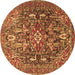 Round Machine Washable Persian Brown Traditional Rug, wshtr3789brn