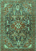 Machine Washable Persian Turquoise Traditional Area Rugs, wshtr3789turq