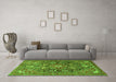 Machine Washable Persian Green Traditional Area Rugs in a Living Room,, wshtr3789grn