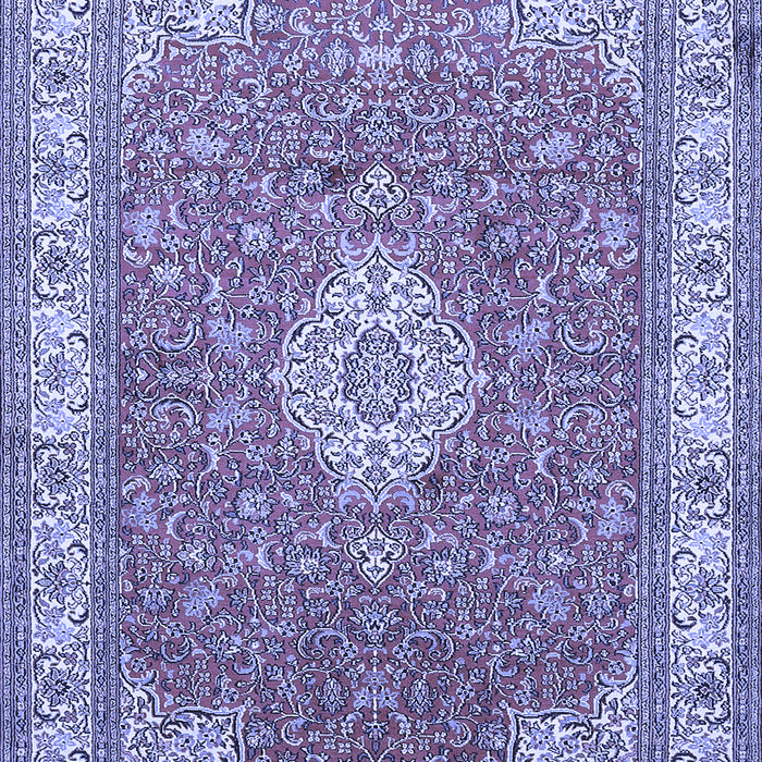 Machine Washable Medallion Blue Traditional Rug, wshtr378blu