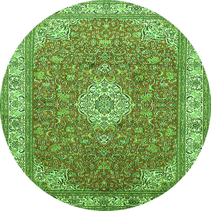 Square Medallion Green Traditional Rug, tr378grn