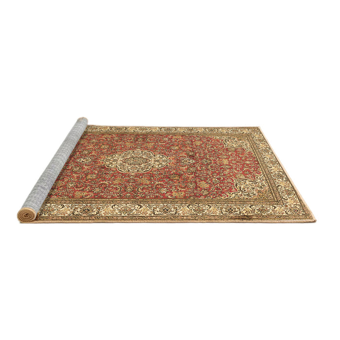 Sideview of Machine Washable Medallion Brown Traditional Rug, wshtr378brn
