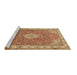 Sideview of Machine Washable Medallion Brown Traditional Rug, wshtr378brn