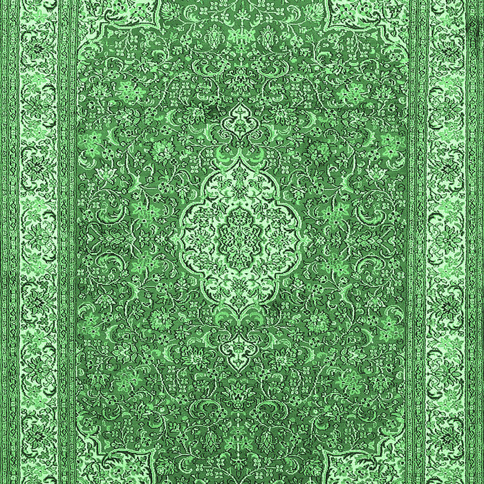 Machine Washable Medallion Emerald Green Traditional Area Rugs, wshtr378emgrn