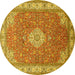 Round Medallion Yellow Traditional Rug, tr378yw