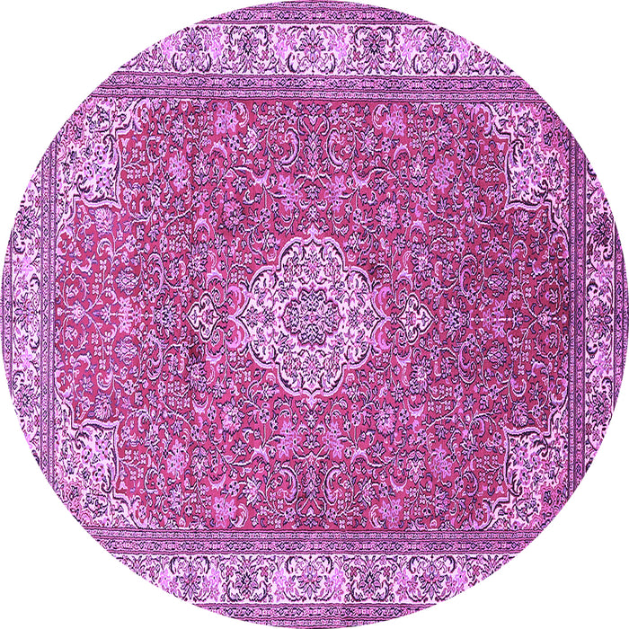 Round Medallion Purple Traditional Rug, tr378pur