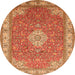 Machine Washable Medallion Orange Traditional Area Rugs, wshtr378org