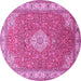 Round Medallion Pink Traditional Rug, tr378pnk