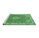 Sideview of Machine Washable Medallion Emerald Green Traditional Area Rugs, wshtr378emgrn