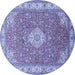 Round Medallion Blue Traditional Rug, tr378blu