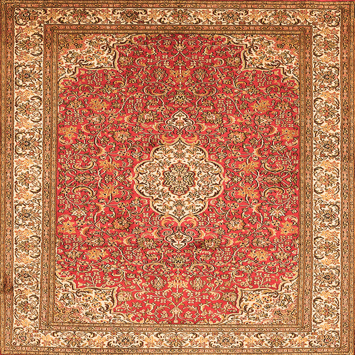 Serging Thickness of Medallion Orange Traditional Rug, tr378org