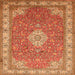 Serging Thickness of Medallion Orange Traditional Rug, tr378org