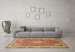 Machine Washable Medallion Brown Traditional Rug in a Living Room,, wshtr378brn