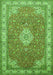 Serging Thickness of Machine Washable Medallion Green Traditional Area Rugs, wshtr378grn