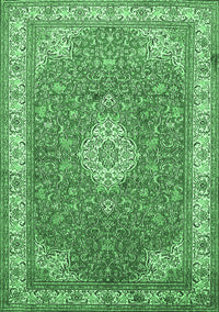 Medallion Emerald Green Traditional Rug, tr378emgrn