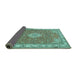 Sideview of Medallion Turquoise Traditional Rug, tr378turq