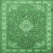 Square Medallion Emerald Green Traditional Rug, tr378emgrn