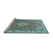 Sideview of Machine Washable Medallion Light Blue Traditional Rug, wshtr378lblu