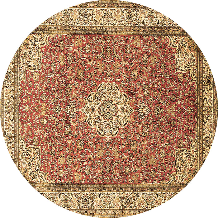 Round Medallion Brown Traditional Rug, tr378brn