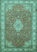 Machine Washable Medallion Turquoise Traditional Area Rugs, wshtr378turq