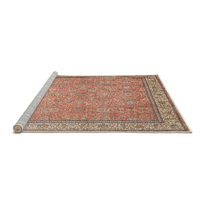 Sideview of Machine Washable Traditional Brown Rug, wshtr379