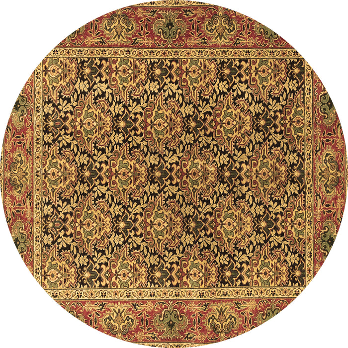 Round Persian Brown Traditional Rug, tr3790brn