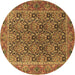 Round Persian Brown Traditional Rug, tr3790brn