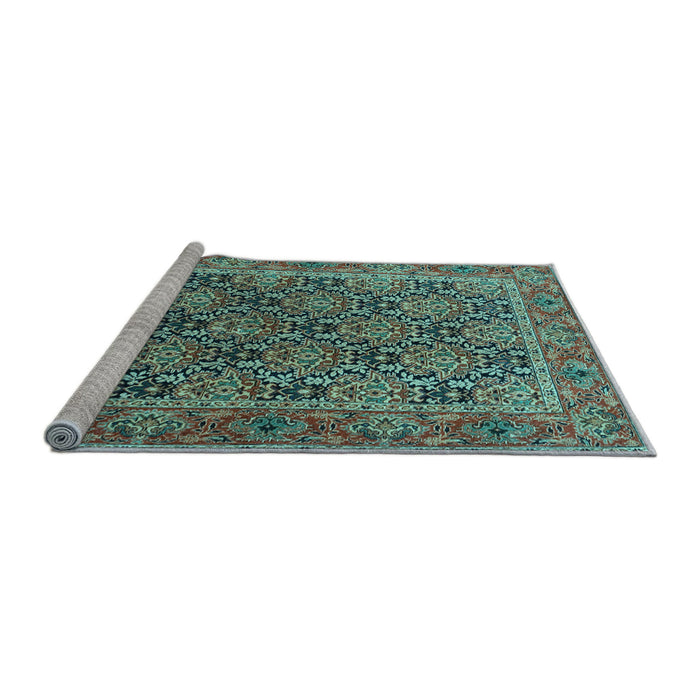 Sideview of Machine Washable Persian Light Blue Traditional Rug, wshtr3790lblu