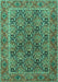 Machine Washable Persian Turquoise Traditional Area Rugs, wshtr3790turq