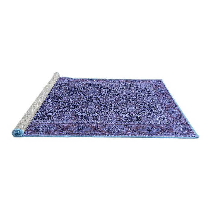 Sideview of Machine Washable Persian Blue Traditional Rug, wshtr3790blu