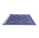 Sideview of Machine Washable Persian Blue Traditional Rug, wshtr3790blu