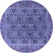 Round Machine Washable Persian Blue Traditional Rug, wshtr3790blu