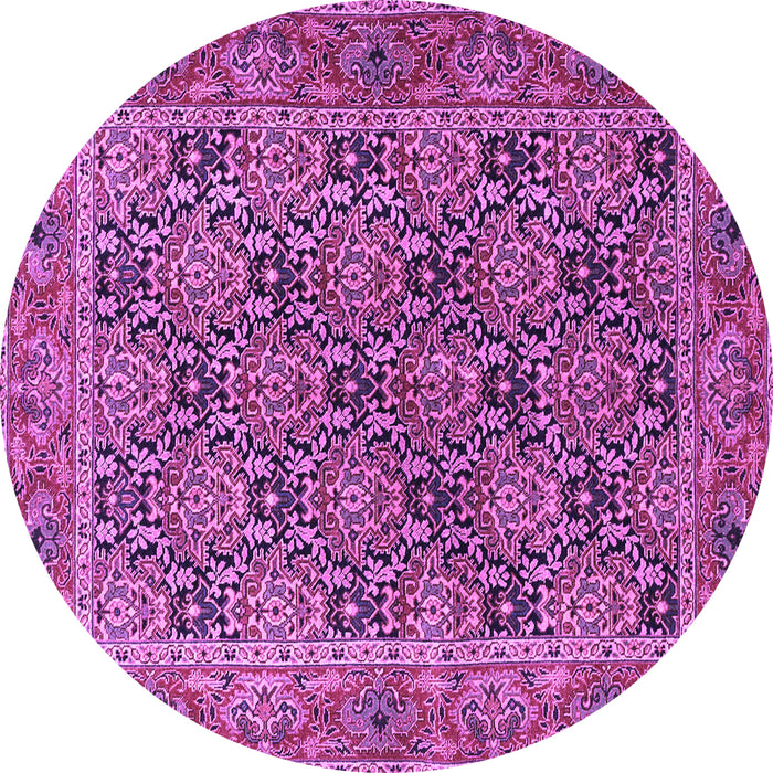 Round Machine Washable Persian Purple Traditional Area Rugs, wshtr3790pur