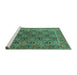 Sideview of Machine Washable Persian Turquoise Traditional Area Rugs, wshtr3790turq