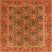 Round Machine Washable Persian Orange Traditional Area Rugs, wshtr3790org