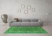 Machine Washable Persian Emerald Green Traditional Area Rugs in a Living Room,, wshtr3790emgrn