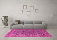 Machine Washable Persian Pink Traditional Rug, wshtr3790pnk