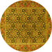 Round Persian Yellow Traditional Rug, tr3790yw