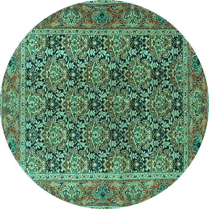Round Persian Turquoise Traditional Rug, tr3790turq
