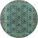 Round Persian Light Blue Traditional Rug, tr3790lblu