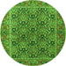 Square Persian Green Traditional Rug, tr3790grn