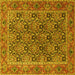 Square Machine Washable Persian Yellow Traditional Rug, wshtr3790yw