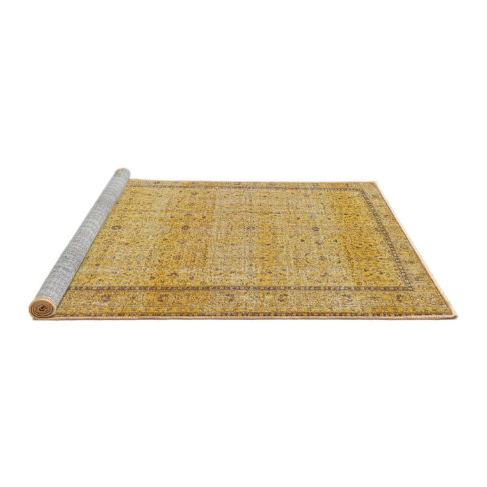 Sideview of Machine Washable Traditional Chrome Gold Yellow Rug, wshtr3791