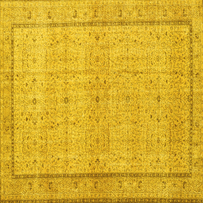 Square Machine Washable Persian Yellow Traditional Rug, wshtr3791yw