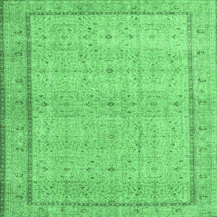 Square Machine Washable Persian Emerald Green Traditional Area Rugs, wshtr3791emgrn