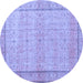 Round Persian Blue Traditional Rug, tr3791blu