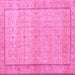 Square Machine Washable Persian Pink Traditional Rug, wshtr3791pnk