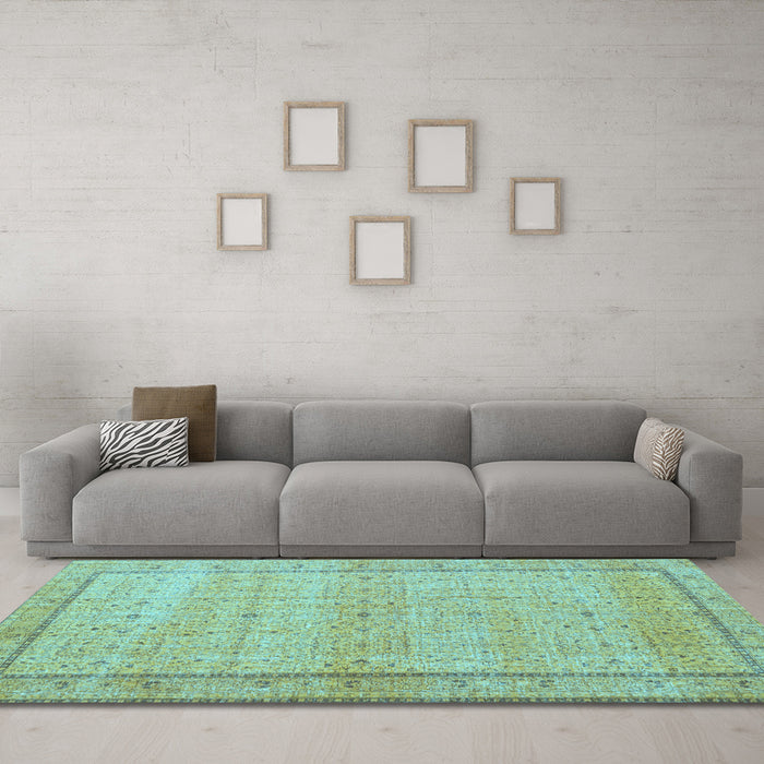 Machine Washable Persian Light Blue Traditional Rug in a Living Room, wshtr3791lblu