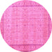 Round Persian Pink Traditional Rug, tr3791pnk