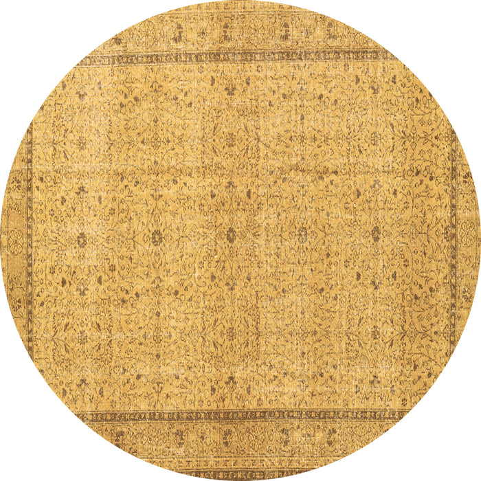 Round Persian Brown Traditional Rug, tr3791brn